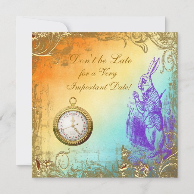 Convite Tea party branco do chá de panela do coelho do (Frente)