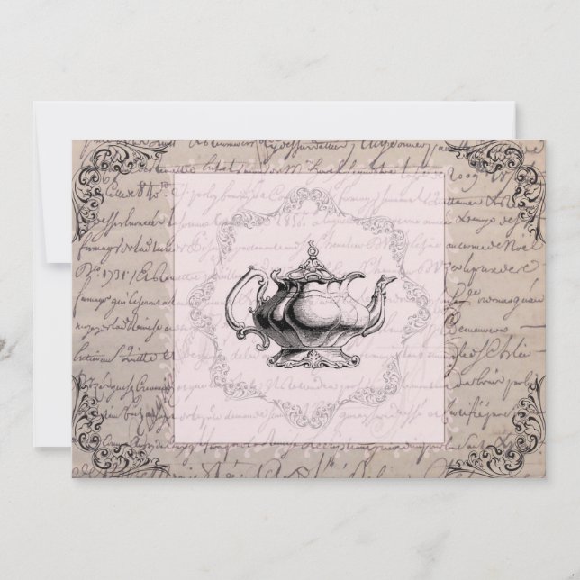 Convite Tea party do chá de panela do bule de China do (Frente)