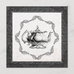 Convite Tea party do chá de panela do bule de China do