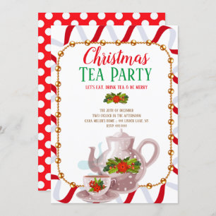 Convite Tea party do feriado do Natal