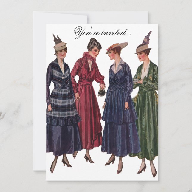 Convite Tea party do vintage (Frente)