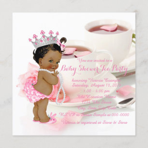 Convite Tea party étnico do chá de fraldas da menina