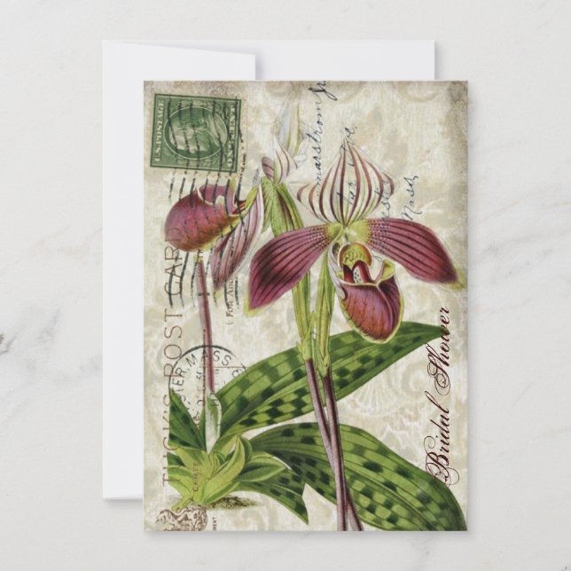 Convite tea party floral do chá de panela da orquídea do (Frente)