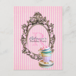 Convite tea party floral do inglês do cupcake do victoria