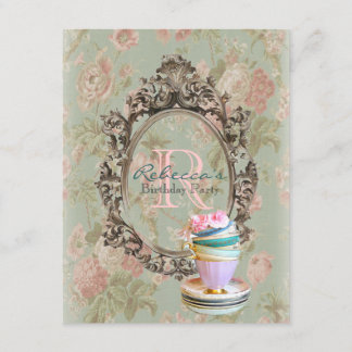 Convite tea party floral do inglês do cupcake do victorian