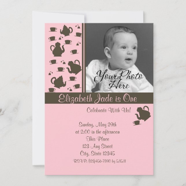 Convite Tea Party/ Foto (Frente)