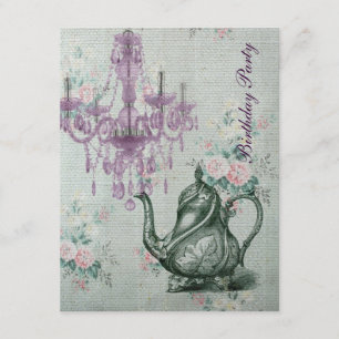 Convite tea party francês do aniversário do jardim do pa