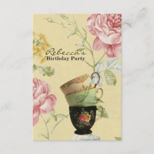 Convite tea party francês do aniversário do jardim do país