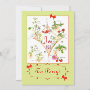 Convite Tea Party Herbal Tea Watercolor Illustration Art