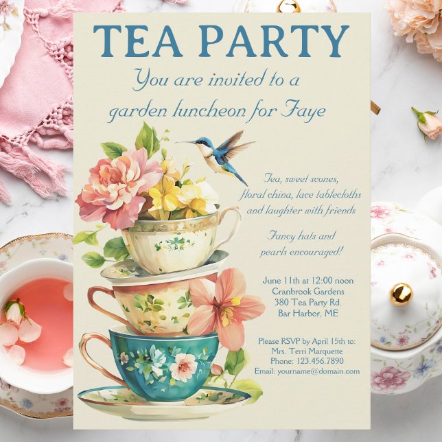 Convite Tea Party Invitation (Criador carregado)