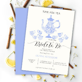 Convite Tea Party Lavender Blue Boho Lace Bridal Shower