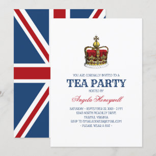 Convite Tea party real da coroa da bandeira BRITÂNICA