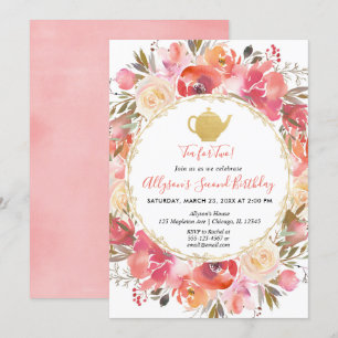 Convite Tea Party - segundo aniversário convidada para do