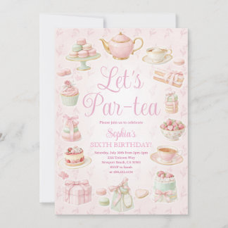 Convite Tea Party Teapot Teacup Pink Party Invitation