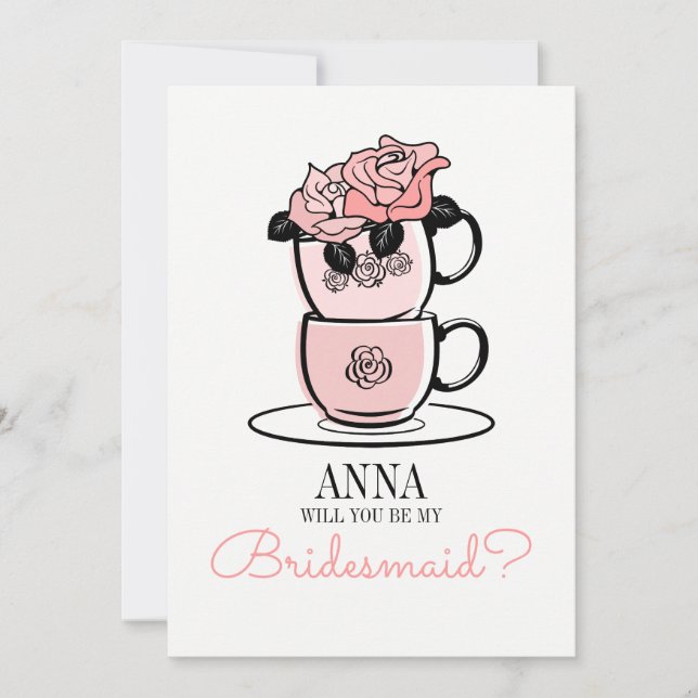 Convite Tea Você Será Minha Carta De Bridesmaid (Frente)