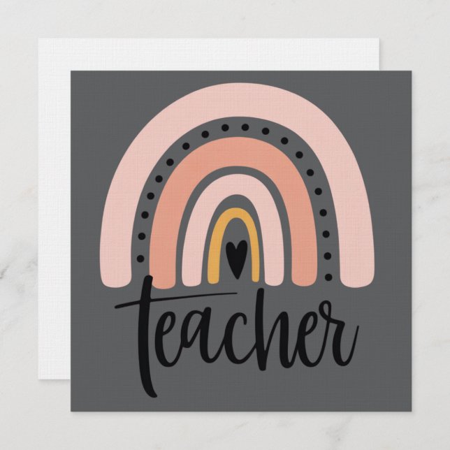 Convite Teach Teacher Love Inspire Gift Rainbow  (Frente/Verso)