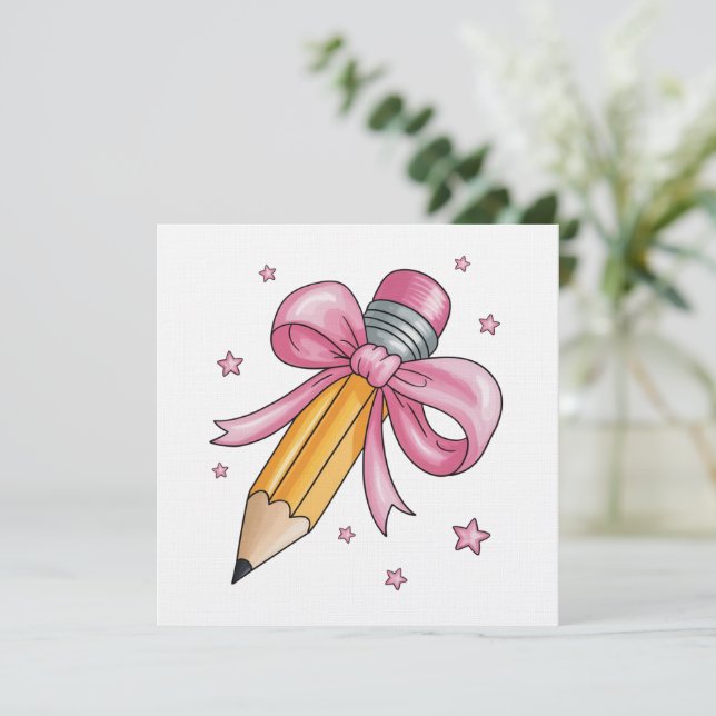 Convite Teacher Bow Pencil Teaching Life Appreciation Gift (Em pé/Frente)