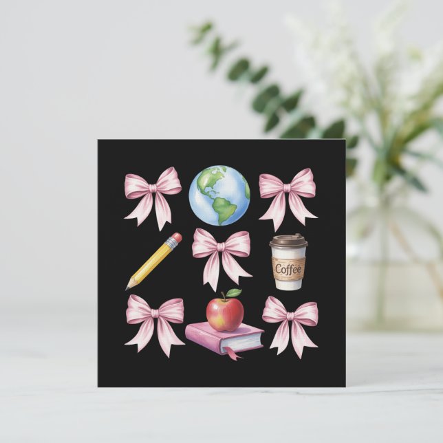 Convite Teacher Coffee Bow Cute Appreciation Gifts  (Em pé/Frente)