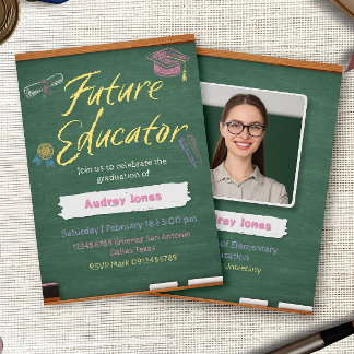 Convite Teacher Graduation Invitation with Photo