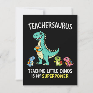 Convite Teachersaurus humor de professor com pequenos dino
