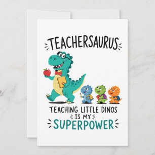 Convite Teachersaurus humor de professor com pequenos dino