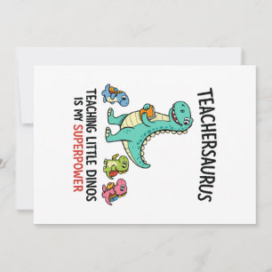 Convite Teachersaurus humor de professor com pequenos dino