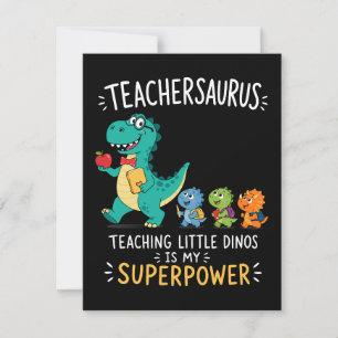 Convite Teachersaurus humor de professor com pequenos dino