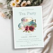 Teacup Floral Dourado Teal Qualquer Festa De Anive