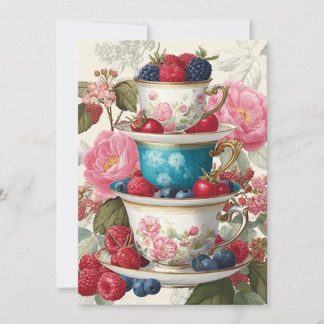 Convite Teacup Whimsy | Berry Delight (Frente)