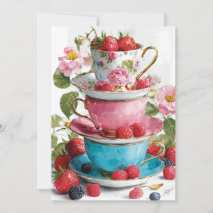 Convite Teacup Whimsy   Charme Reproduzido