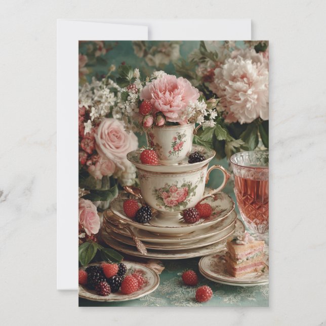 Convite Teacup Whimsy | Diversão do Tea Party (Frente)