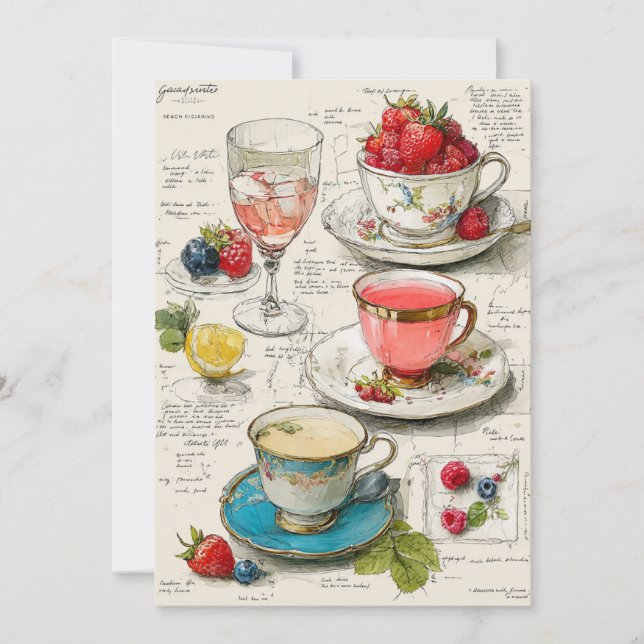 Convite Teacup Whimsy | Sips Whimsical (Frente)