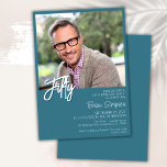 Convite Teal 50th Birthday Photo<br><div class="desc">Foto de moderno e minimalista teal 50 convite de aniversário para uma festa de aniversário divertida. A idade pode ser alterada. Este convite é simples e elegante, convite de aniversário para homens e mulheres. A cor de fundo do teal pode ser alterada para qualquer cor de sua escolha usando a...</div>