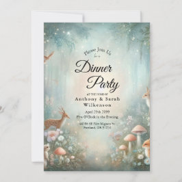 Convite Teal and Peach Enchanted Forest Home Dinner Party