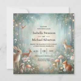 Convite Teal and Peach Enchanted Forest Wedding