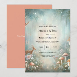 Convite Teal and Peach Enchanted Forest Wedding