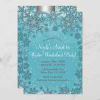Teal Aqua Snowflakes, Winter Wonderland Party