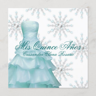 Convite Teal Azul Inverno Quinceanera Magico