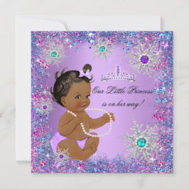 Convite Teal Azul Púrpura Rosa Princesa Chá de fraldas Étn