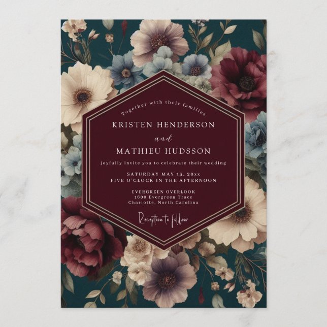 Convite Teal Baroque Wedding (Frente)