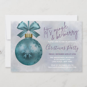 Convite Teal Bauble Purple Glitter - Festa de Natal