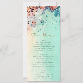 Convite Teal Beach Sand Rock Weding Details Menu