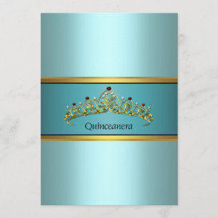 Convite Teal Blue Princess Quinceanera Invants