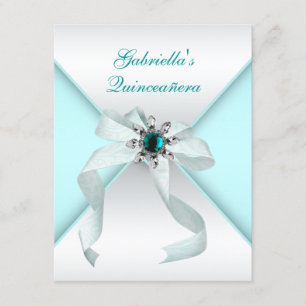 Convite Teal Blue Quinceanera