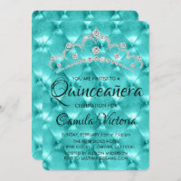 Teal Blue Quinceañera Celebração 15 Aniversário