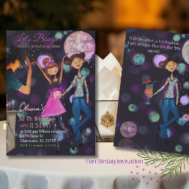 Convite Teal & Blue Retro Disco 30th Birthday Invitation