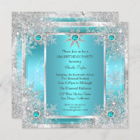 Teal Blue Snowflaver Silver Winter Wonderland