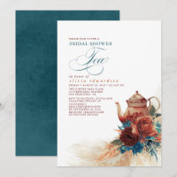 Teal Blue Terracotta Chá de panela Floral Tea
