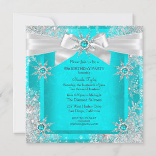 Convite Teal Blue Winter Wonderland Snowflaver Arco 2