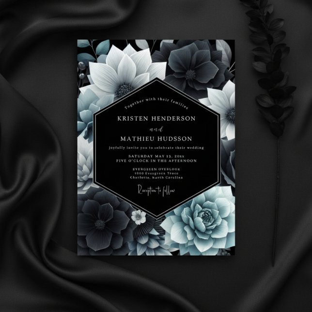 Convite Teal Botanical Opulence Wedding (Criador carregado)